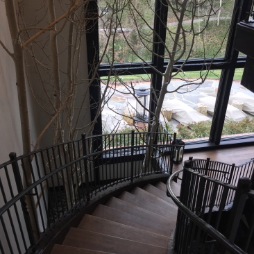 Staircase to the gratto pool and spa areas